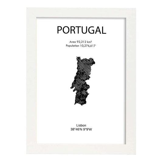 Poster de Portugal. Láminas de paises y continentes del mundo.-Artwork-Nacnic-A4-Marco Blanco-Nacnic Estudio SL