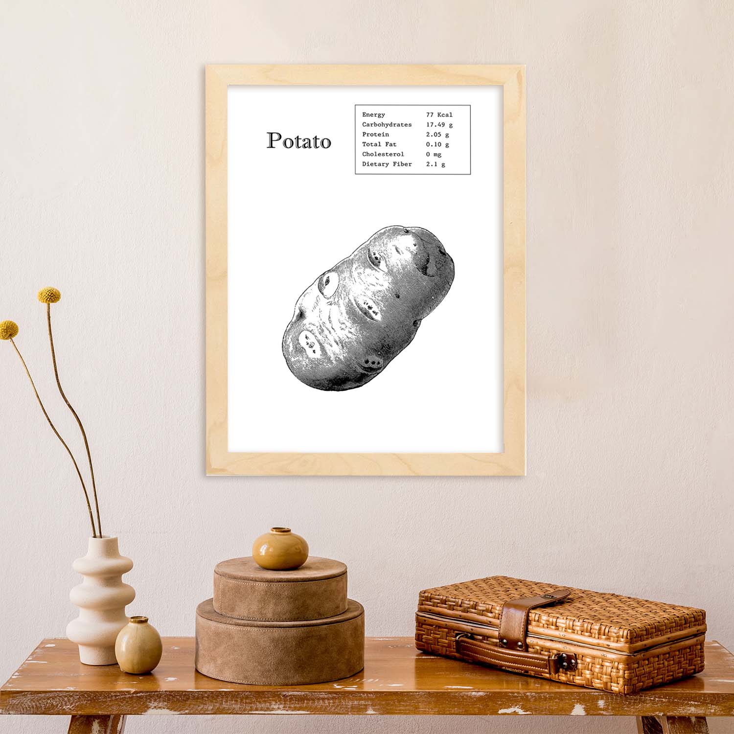 Poster de Potato. Láminas de frutas y verduras en inglés.-Artwork-Nacnic-Nacnic Estudio SL