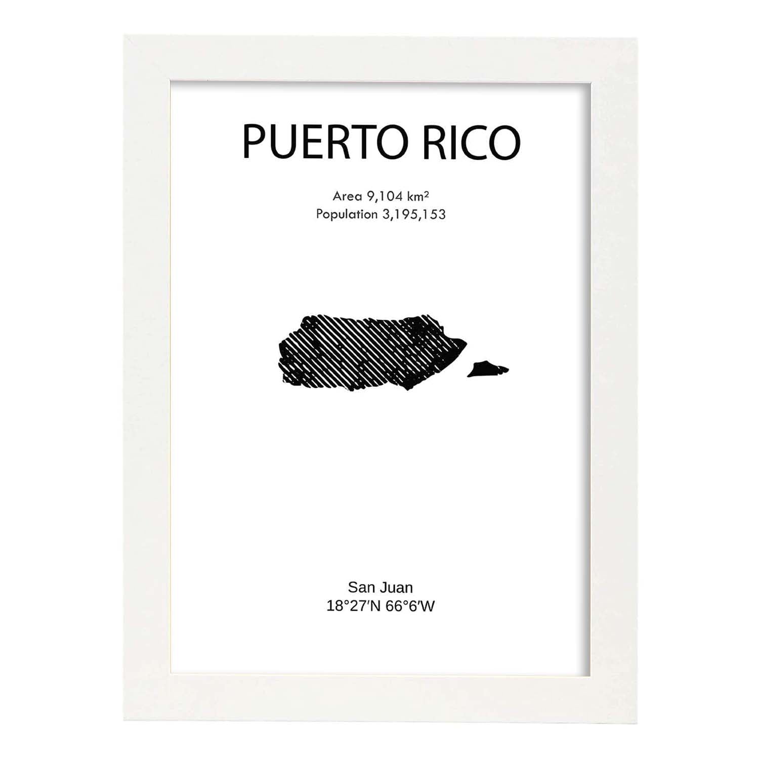 Poster de Puerto Rico. Láminas de paises y continentes del mundo.-Artwork-Nacnic-A3-Marco Blanco-Nacnic Estudio SL