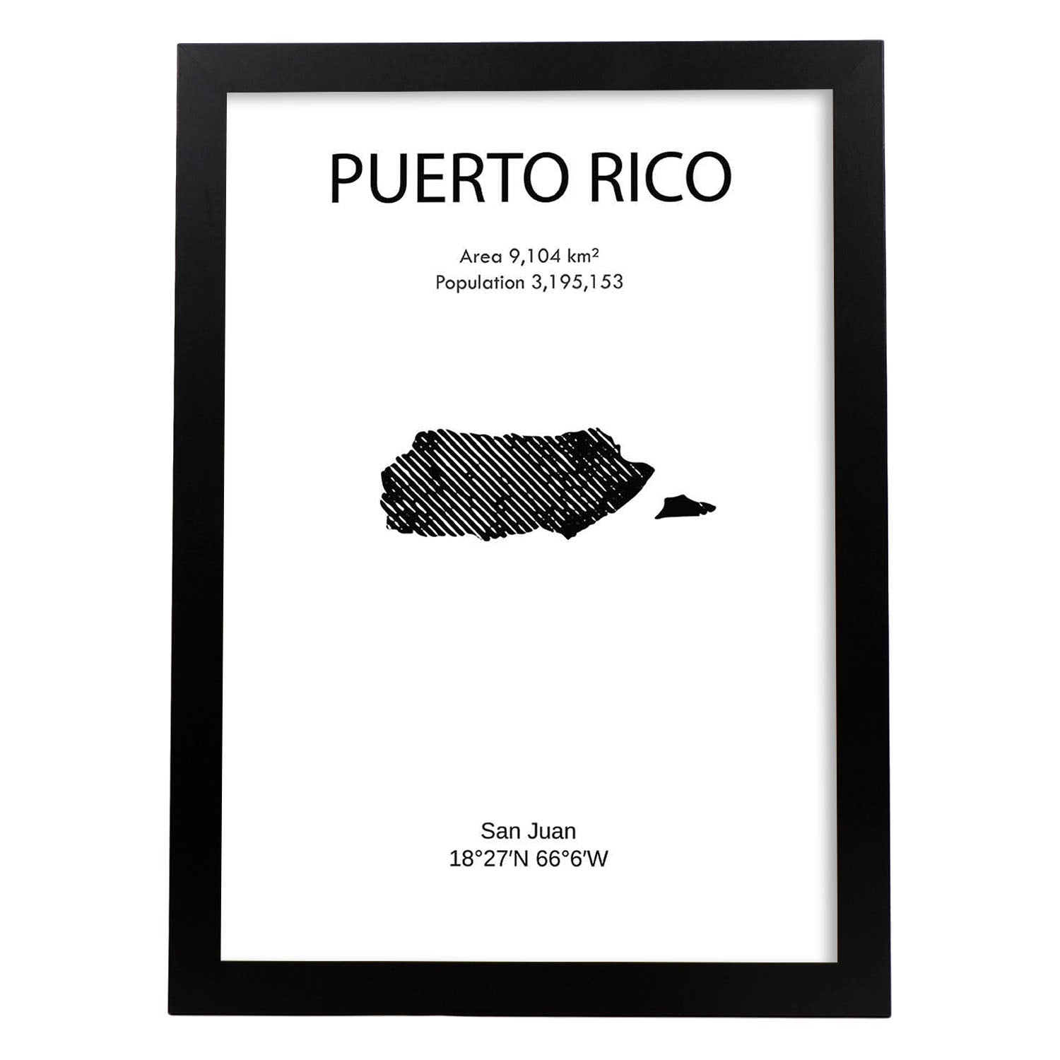Poster de Puerto Rico. Láminas de paises y continentes del mundo.-Artwork-Nacnic-A3-Marco Negro-Nacnic Estudio SL