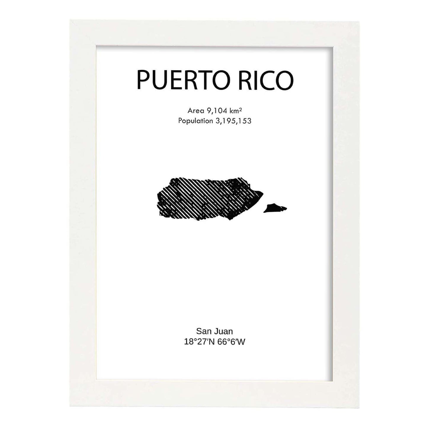 Poster de Puerto Rico. Láminas de paises y continentes del mundo.-Artwork-Nacnic-A4-Marco Blanco-Nacnic Estudio SL
