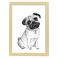 Poster de Pug blanco. Lámina decorativa de perros.-Artwork-Nacnic-A4-Marco Madera clara-Nacnic Estudio SL