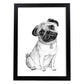 Poster de Pug blanco. Lámina decorativa de perros.-Artwork-Nacnic-A4-Marco Negro-Nacnic Estudio SL