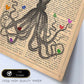 Poster de Pulpo con pajaros de colores. Láminas de animales con definiciones. Ilustraciones de animales con textos.-Artwork-Nacnic-Nacnic Estudio SL