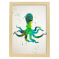 Poster de Pulpo estilo acuarela. Láminas de animales con estilo acuarela-Artwork-Nacnic-A3-Marco Madera clara-Nacnic Estudio SL