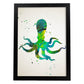 Poster de Pulpo estilo acuarela. Láminas de animales con estilo acuarela-Artwork-Nacnic-A4-Marco Negro-Nacnic Estudio SL