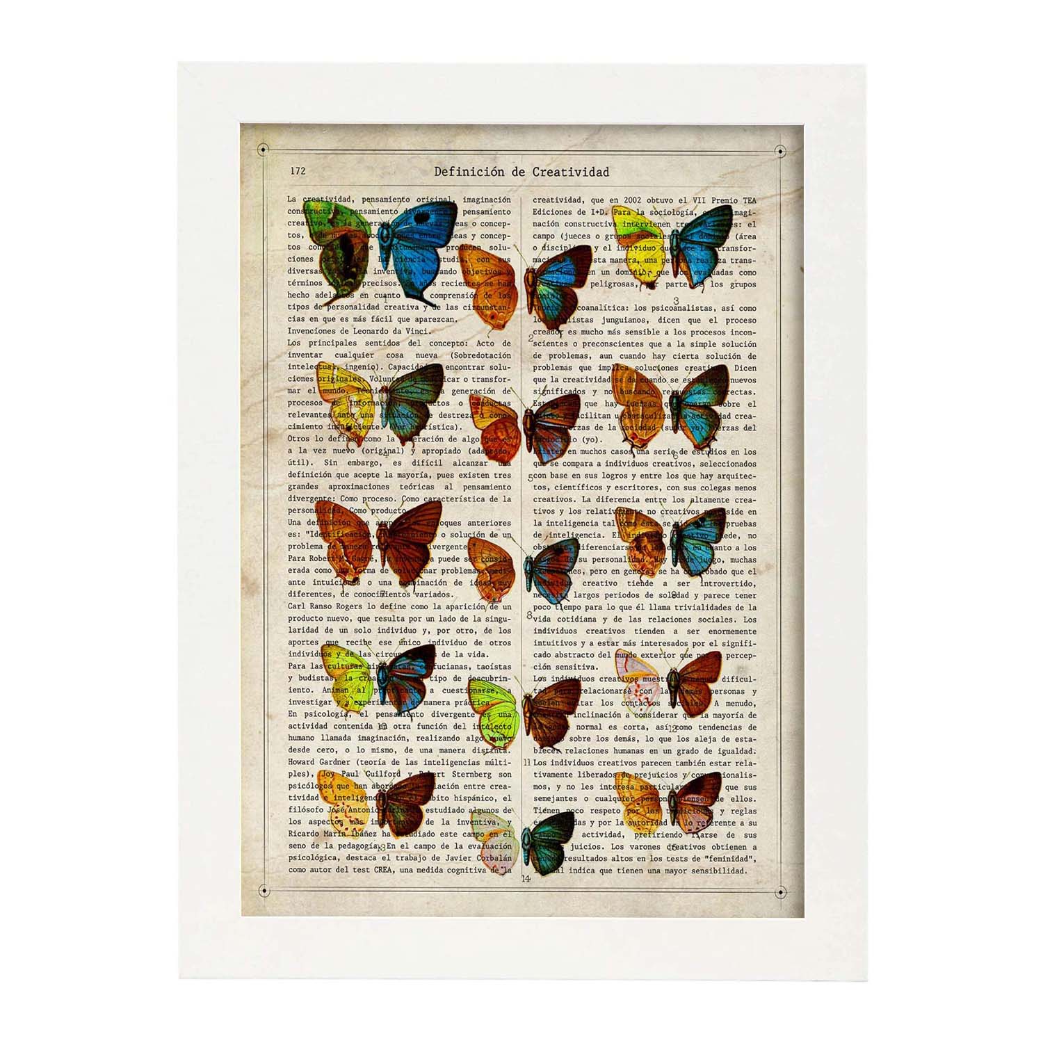 Poster de Quince mariposas. Láminas de mariposas. Decoración de mariposas y polillas.-Artwork-Nacnic-A3-Marco Blanco-Nacnic Estudio SL
