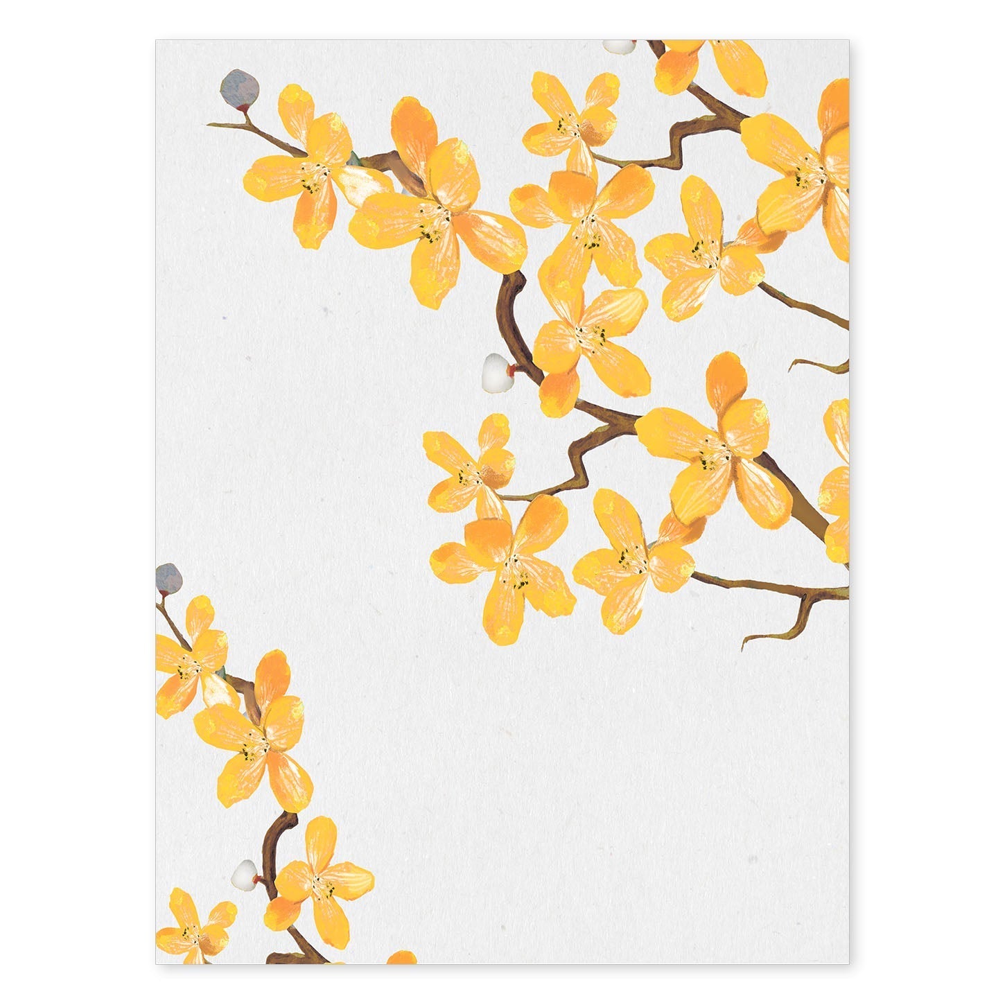 Poster de ramas con estilo de óleo. Lámina Ramas 6, con dibujos pintados de ramas, hojas, y flores.-Artwork-Nacnic-A4-Sin marco-Nacnic Estudio SL