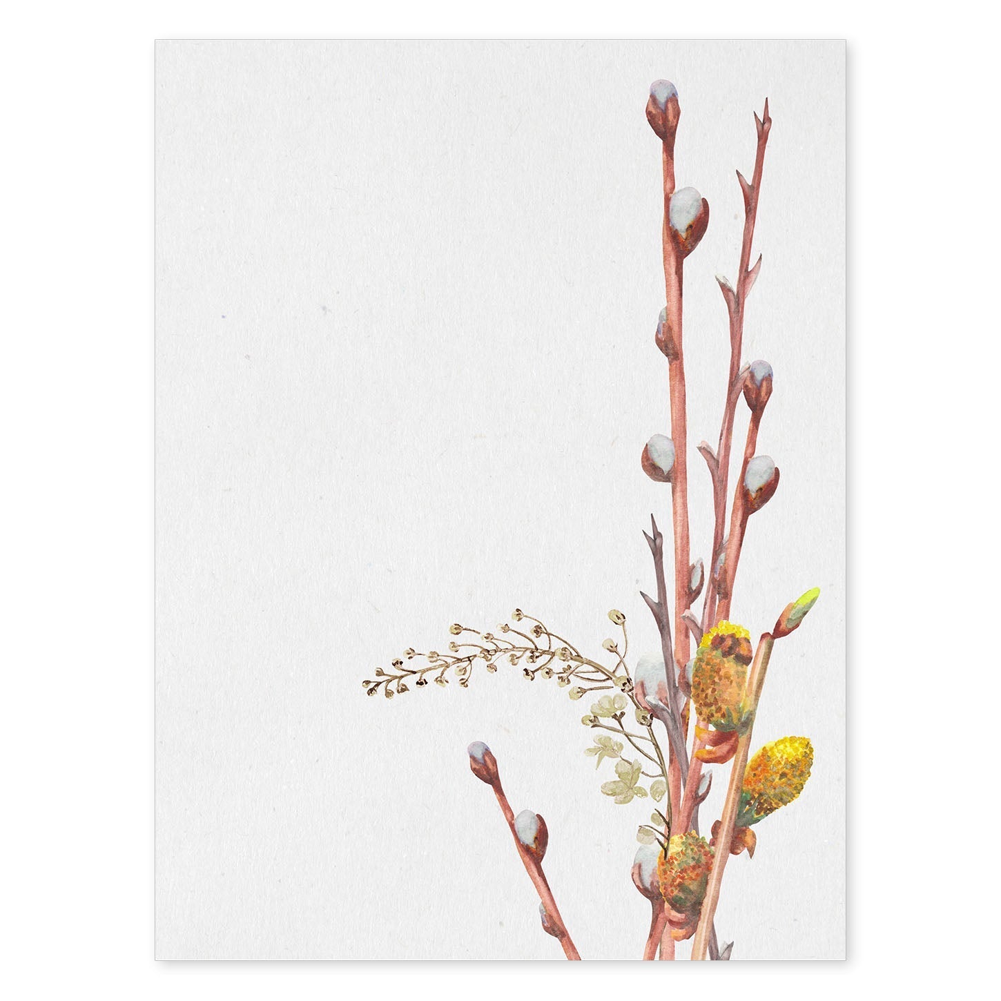 Poster de ramas con estilo de óleo. Lámina Ramas 8, con dibujos pintados de ramas, hojas, y flores.-Artwork-Nacnic-A4-Sin marco-Nacnic Estudio SL