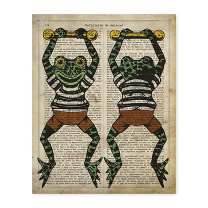 Poster de Ranas camiseta de rayas. Láminas de animales con definiciones. Ilustraciones de animales con textos.-Artwork-Nacnic-A4-Sin marco-Nacnic Estudio SL