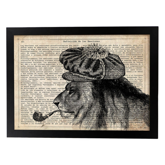 Poster de Rasta Lion con definición. Láminas de animales con texto y definición. Diseño de interiores basado en animales.-Artwork-Nacnic-A4-Marco Negro-Nacnic Estudio SL