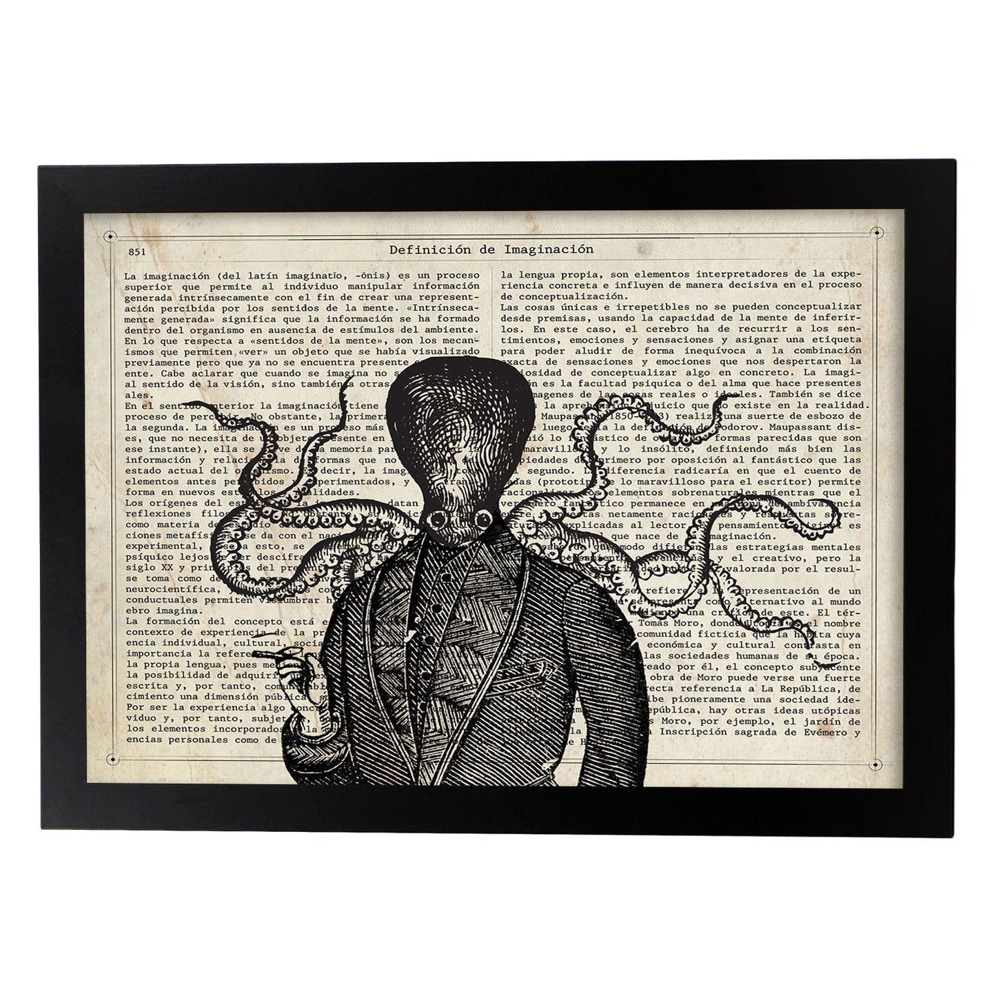 Poster de Rasta Octopus con definición. Láminas de animales con texto y definición. Diseño de interiores basado en animales.-Artwork-Nacnic-A3-Marco Negro-Nacnic Estudio SL