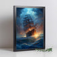 Póster de Galeón Fantasma con Rayos Azules Intensos