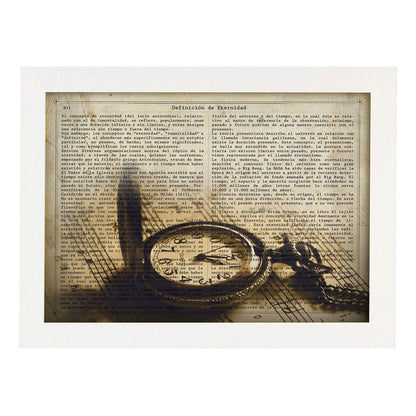 Poster de Reloj de bolsillo.Láminas vintage para Posters con diseño vintage y definiciones.-Artwork-Nacnic-A4-Marco Blanco-Nacnic Estudio SL