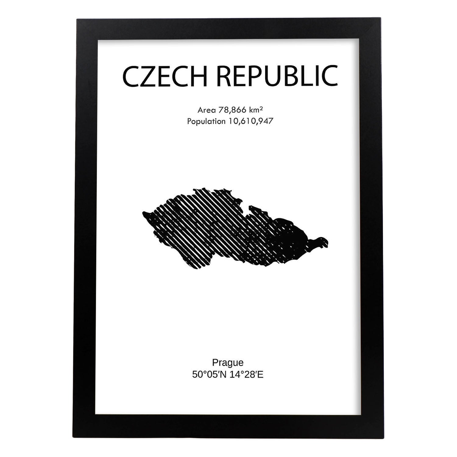 Poster de República Checa. Láminas de paises y continentes del mundo.-Artwork-Nacnic-A4-Marco Negro-Nacnic Estudio SL