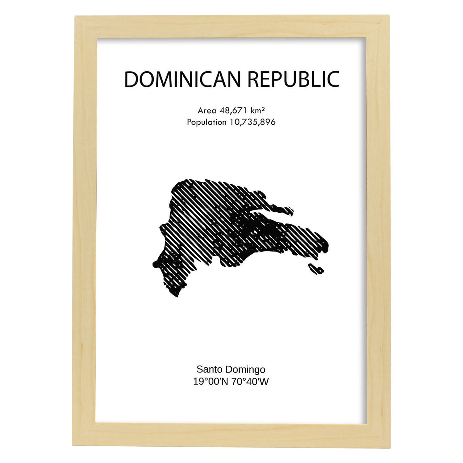 Poster de Republica dominicana. Láminas de paises y continentes del mundo.-Artwork-Nacnic-A3-Marco Madera clara-Nacnic Estudio SL