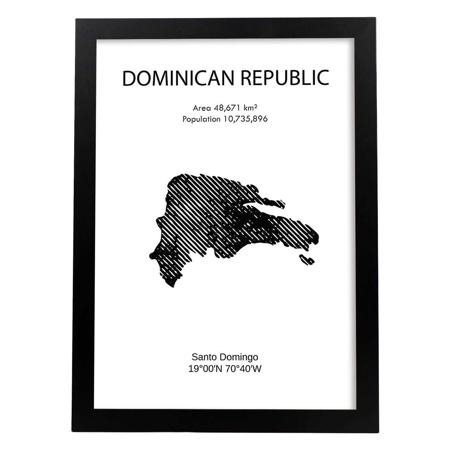 Poster de Republica dominicana. Láminas de paises y continentes del mundo.-Artwork-Nacnic-A3-Marco Negro-Nacnic Estudio SL