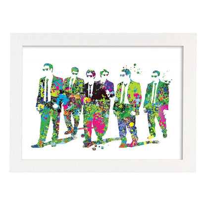 Poster de Reservoir Dogs estilo acuarela. Láminas de cine, películas, y actores. Posters de películas antiguas con estilo acuarela.-Artwork-Nacnic-A4-Marco Blanco-Nacnic Estudio SL