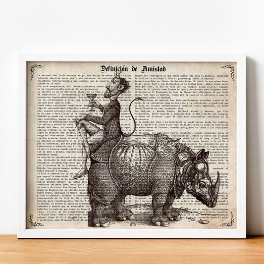 Poster de Rinoceronte y diablo. Láminas de animales con definiciones. Ilustraciones de animales con textos.-Artwork-Nacnic-Nacnic Estudio SL