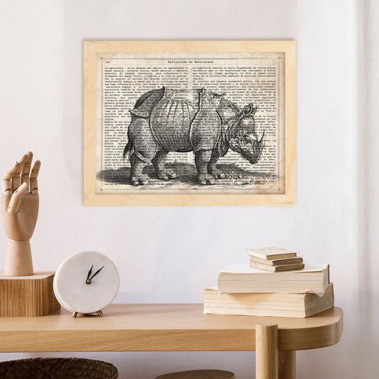 Poster de Rinoceronte. Láminas de animales con definiciones. Ilustraciones de animales con textos.-Artwork-Nacnic-Nacnic Estudio SL