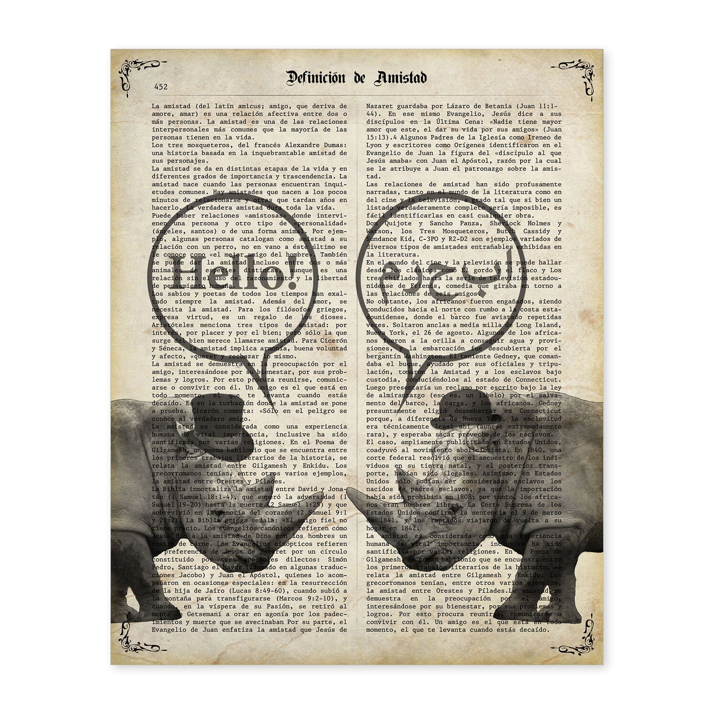 Poster de Rinos hablando. Láminas de animales con definiciones. Ilustraciones de animales con textos.-Artwork-Nacnic-A4-Sin marco-Nacnic Estudio SL