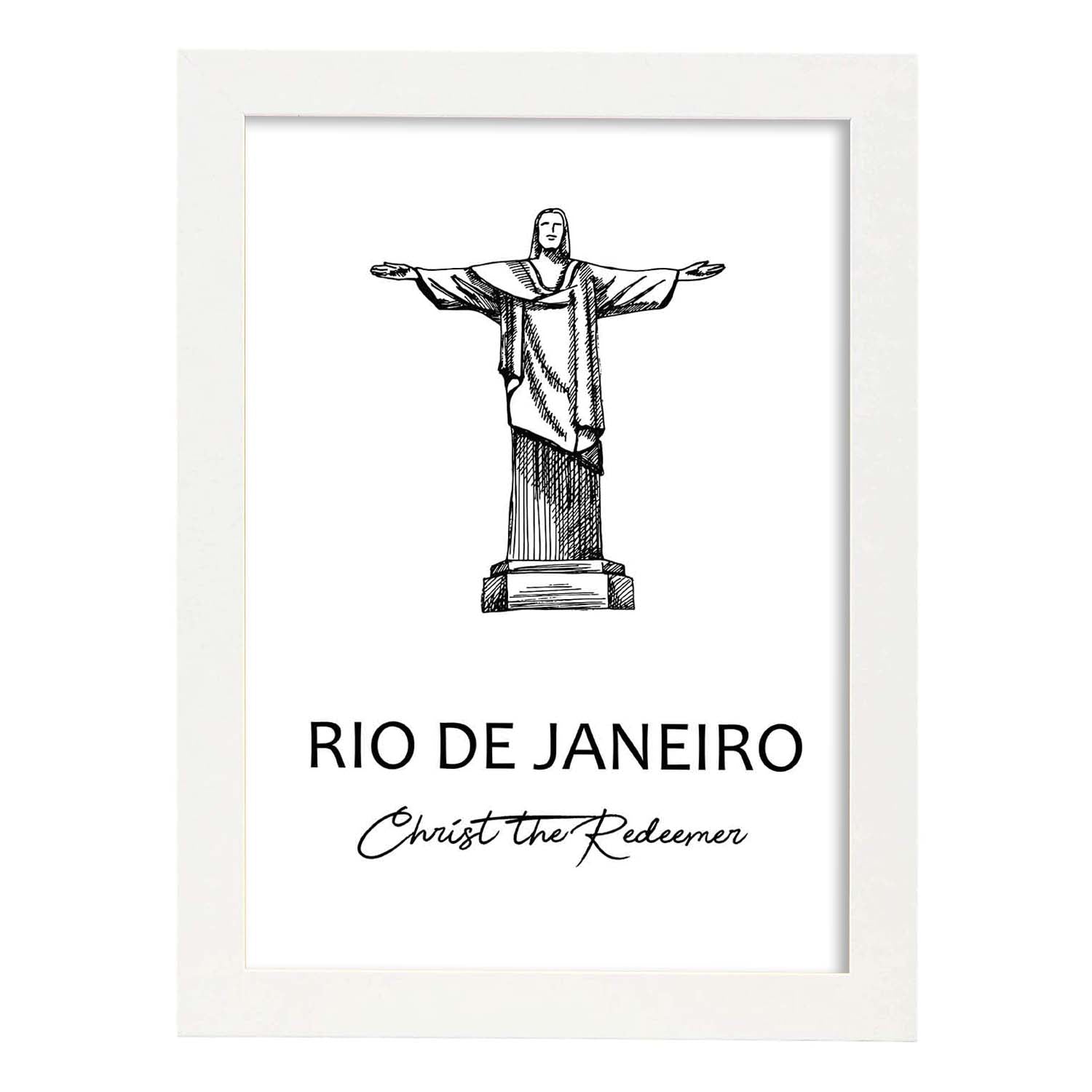 Poster de Rio de Janeiro - Cristo redentor. Láminas con monumentos de ciudades.-Artwork-Nacnic-A3-Marco Blanco-Nacnic Estudio SL