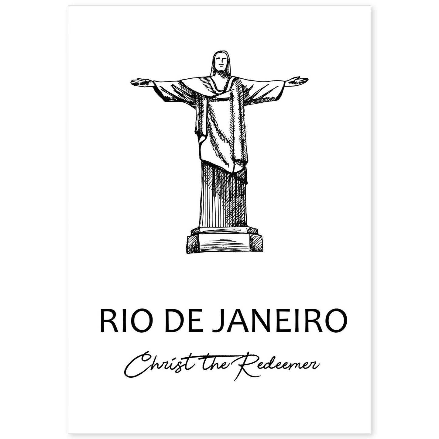 Poster de Rio de Janeiro - Cristo redentor. Láminas con monumentos de ciudades.-Artwork-Nacnic-A4-Sin marco-Nacnic Estudio SL