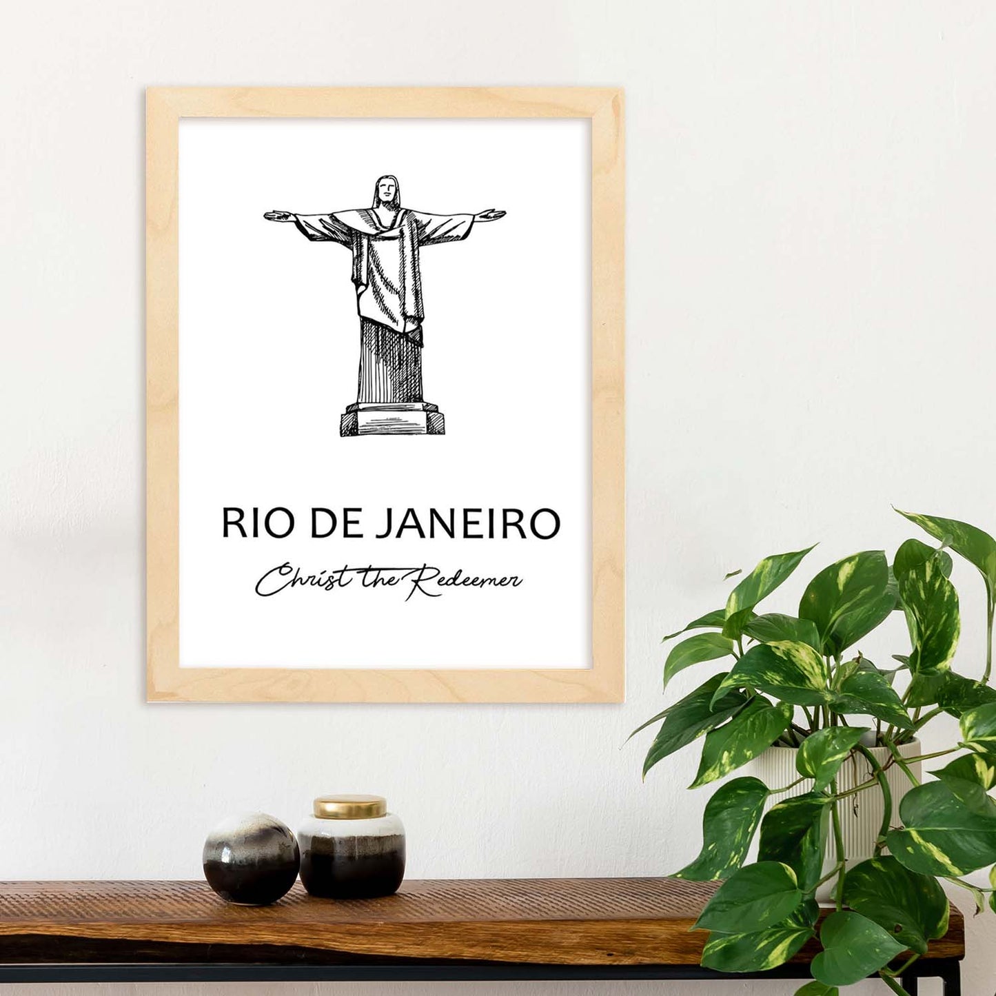 Poster de Rio de Janeiro - Cristo redentor. Láminas con monumentos de ciudades.-Artwork-Nacnic-Nacnic Estudio SL