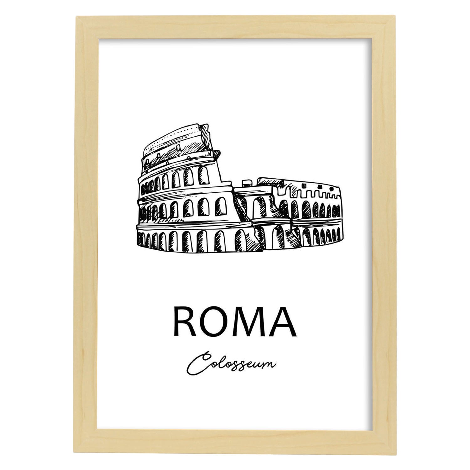 Poster de Roma - El Coliseo. Láminas con monumentos de ciudades.-Artwork-Nacnic-A3-Marco Madera clara-Nacnic Estudio SL