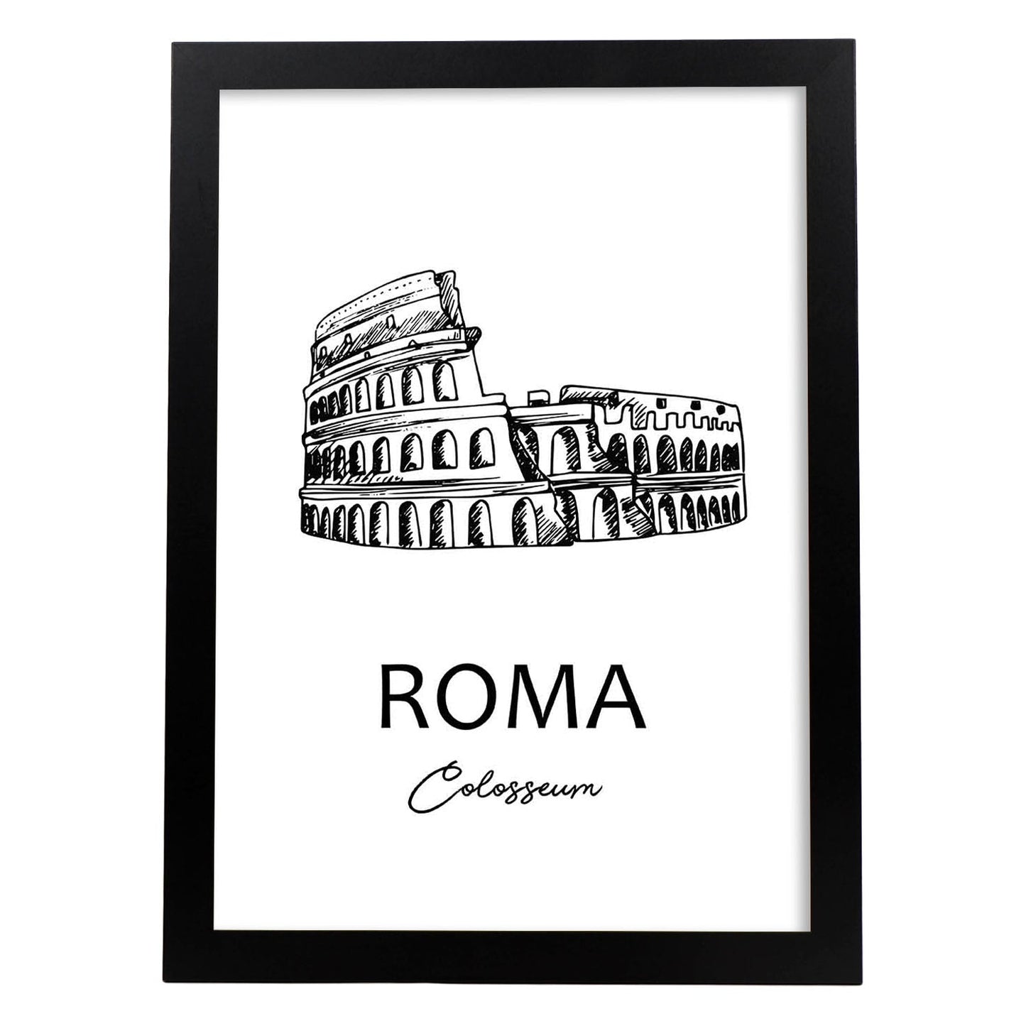 Poster de Roma - El Coliseo. Láminas con monumentos de ciudades.-Artwork-Nacnic-A3-Marco Negro-Nacnic Estudio SL
