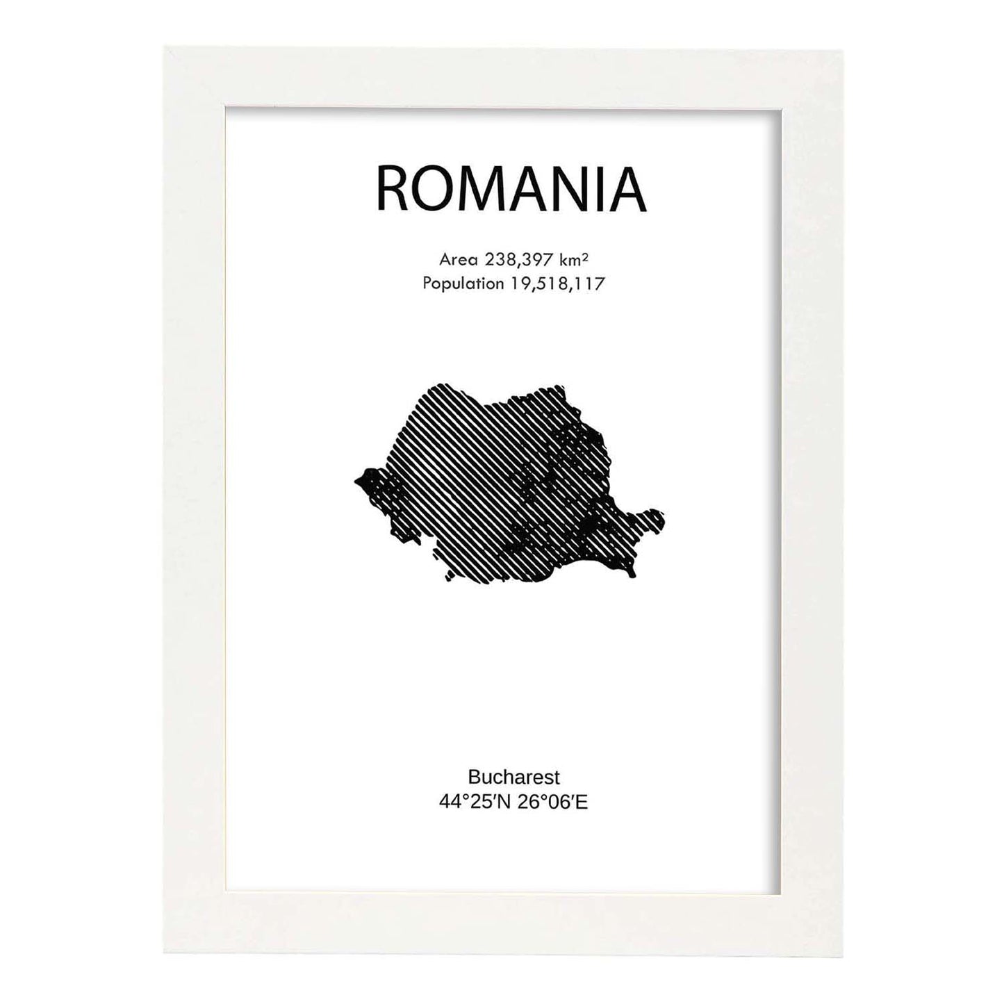 Poster de Rumanía. Láminas de paises y continentes del mundo.-Artwork-Nacnic-A3-Marco Blanco-Nacnic Estudio SL