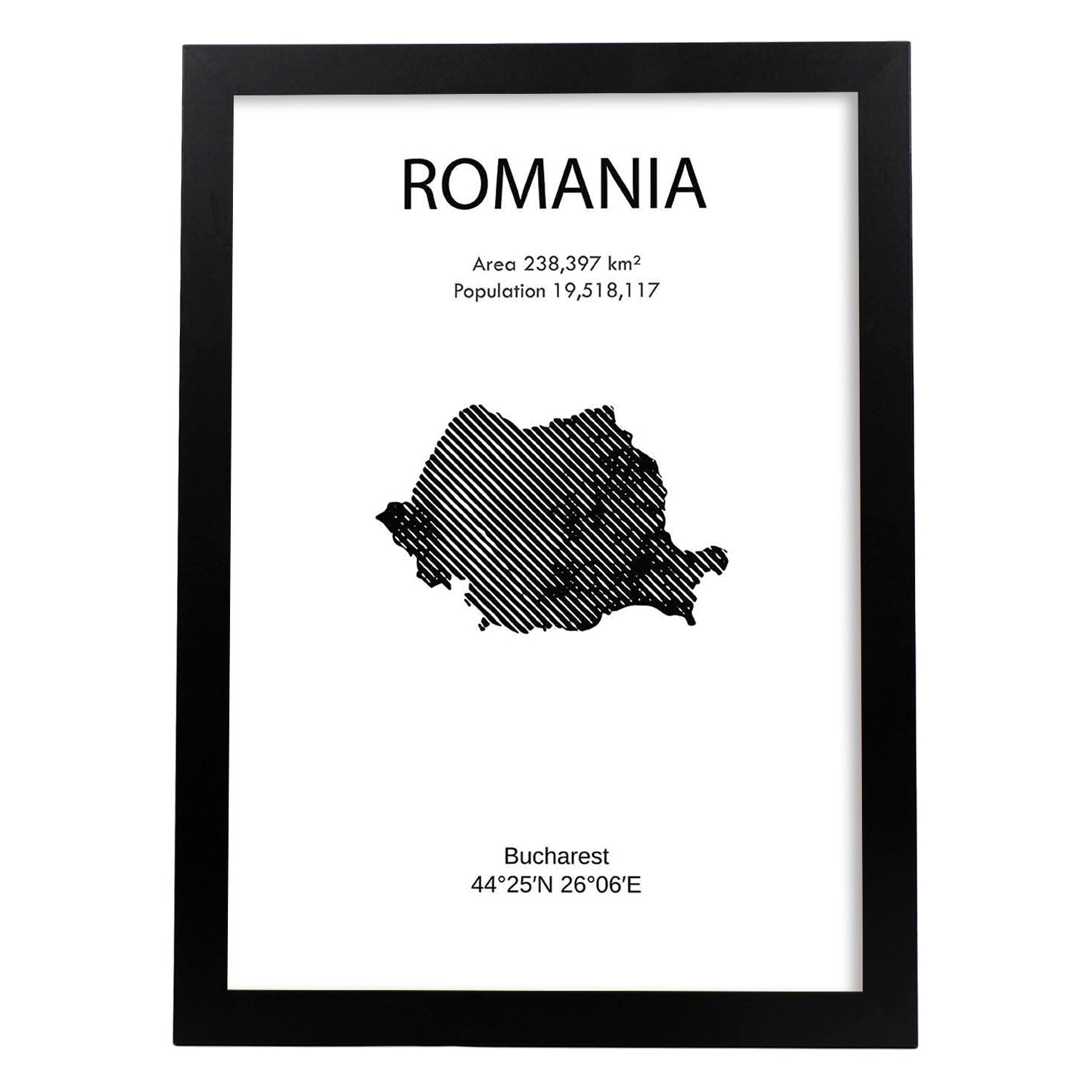 Poster de Rumanía. Láminas de paises y continentes del mundo.-Artwork-Nacnic-A3-Marco Negro-Nacnic Estudio SL