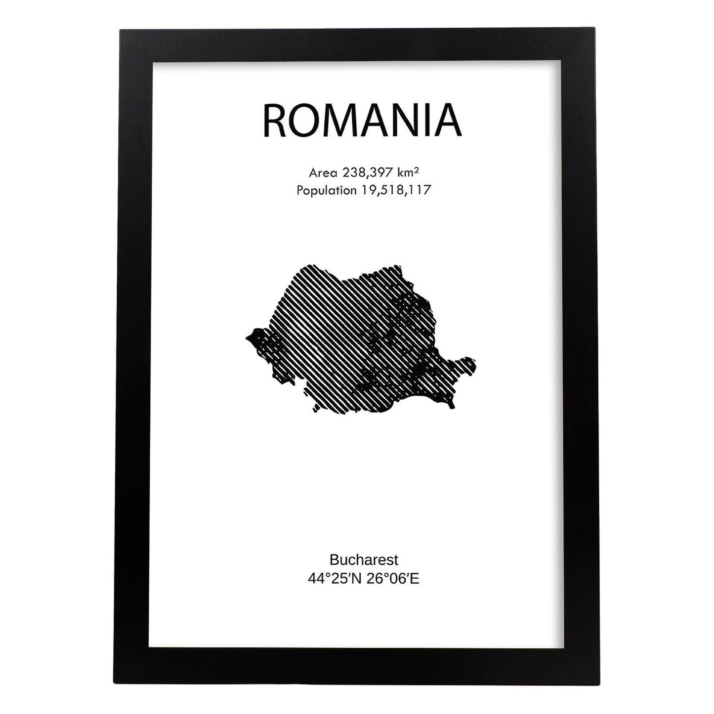 Poster de Rumanía. Láminas de paises y continentes del mundo.-Artwork-Nacnic-A4-Marco Negro-Nacnic Estudio SL