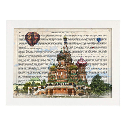 Poster de Rusia (San Basilio). Láminas e ilustraciones de ciudades del mundo y monumentos famosos.-Artwork-Nacnic-A4-Marco Blanco-Nacnic Estudio SL
