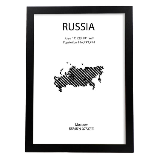 Poster de Rusia. Láminas de paises y continentes del mundo.-Artwork-Nacnic-A4-Marco Negro-Nacnic Estudio SL