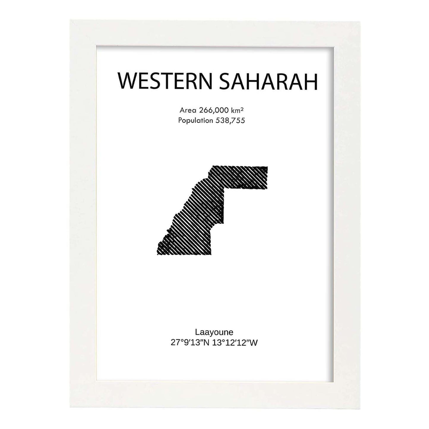 Poster de Sáhara oriental. Láminas de paises y continentes del mundo.-Artwork-Nacnic-A3-Marco Blanco-Nacnic Estudio SL