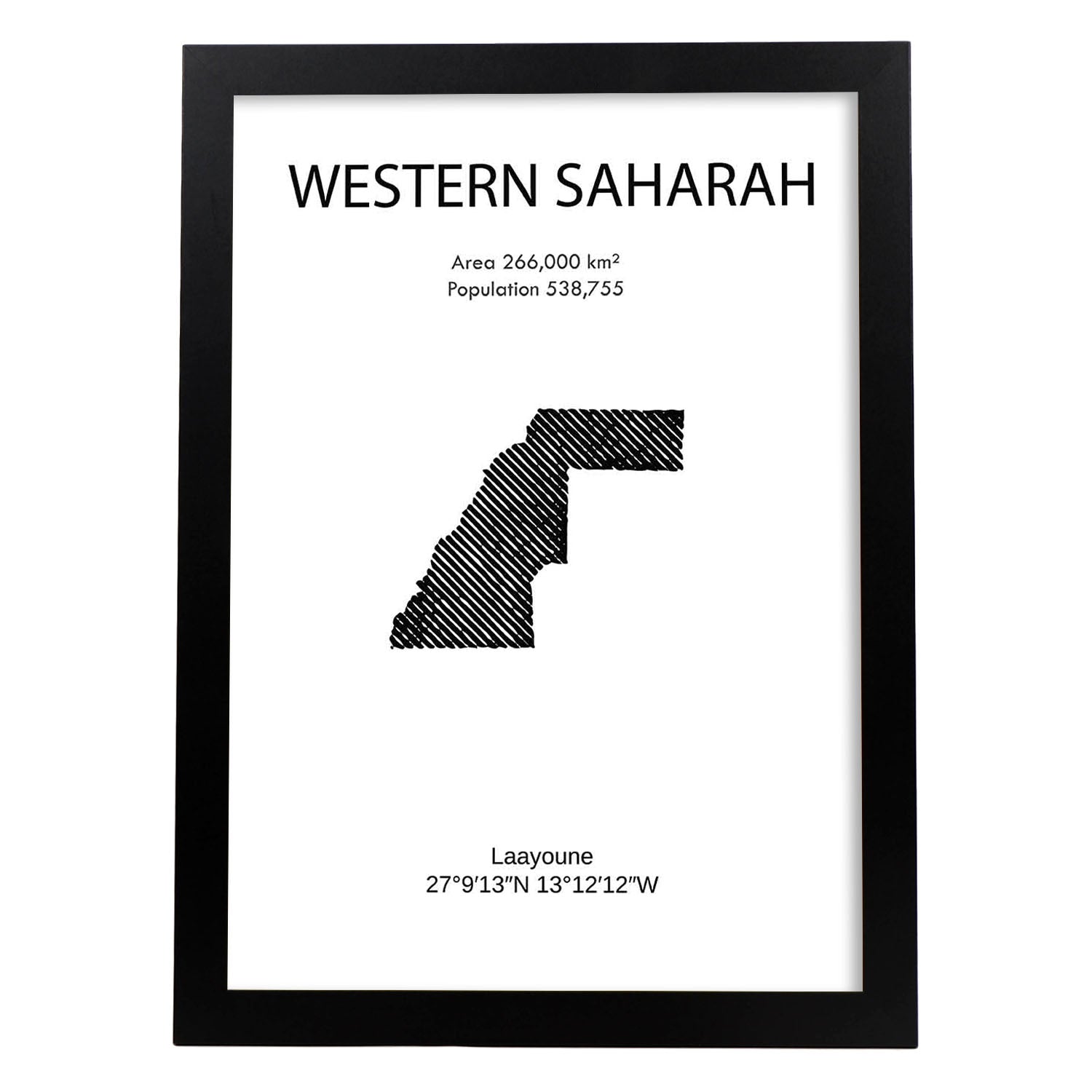 Poster de Sáhara oriental. Láminas de paises y continentes del mundo.-Artwork-Nacnic-A3-Marco Negro-Nacnic Estudio SL