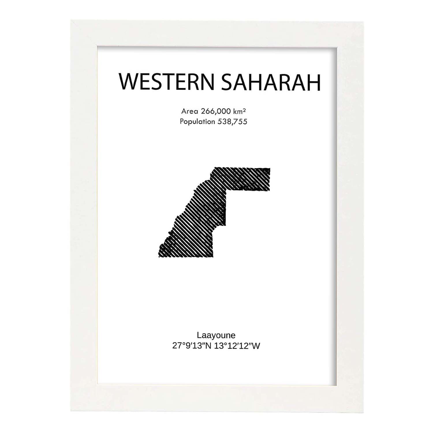 Poster de Sáhara oriental. Láminas de paises y continentes del mundo.-Artwork-Nacnic-A4-Marco Blanco-Nacnic Estudio SL