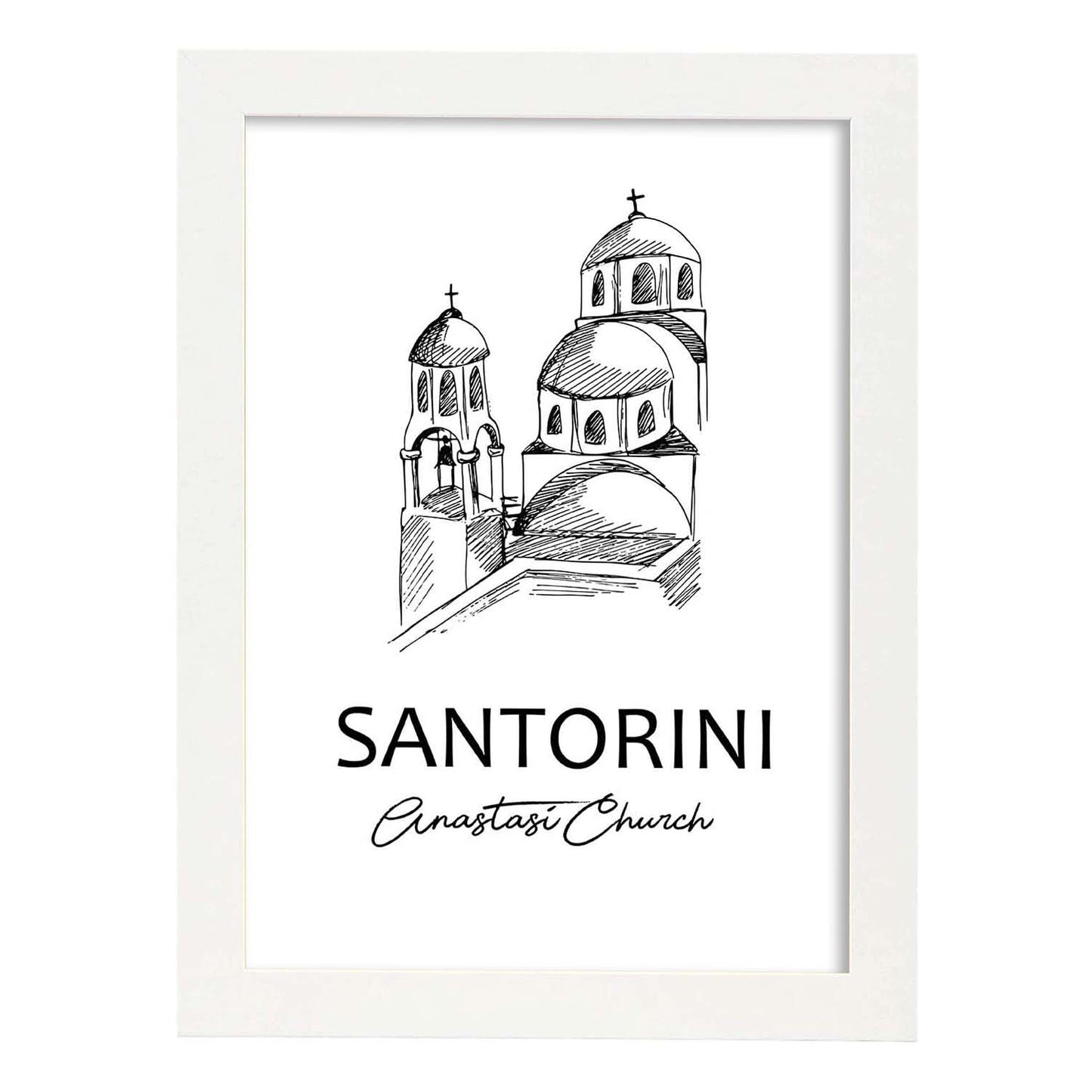 Poster de Santorini - Iglesia Anastasi. Láminas con monumentos de ciudades.-Artwork-Nacnic-A3-Marco Blanco-Nacnic Estudio SL