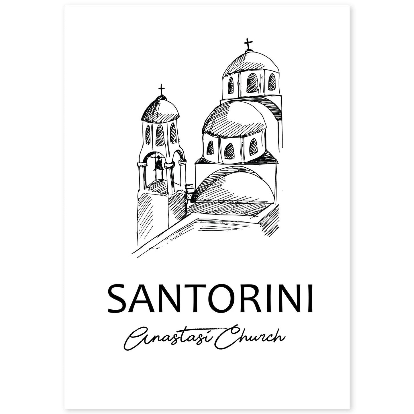 Poster de Santorini - Iglesia Anastasi. Láminas con monumentos de ciudades.-Artwork-Nacnic-A4-Sin marco-Nacnic Estudio SL
