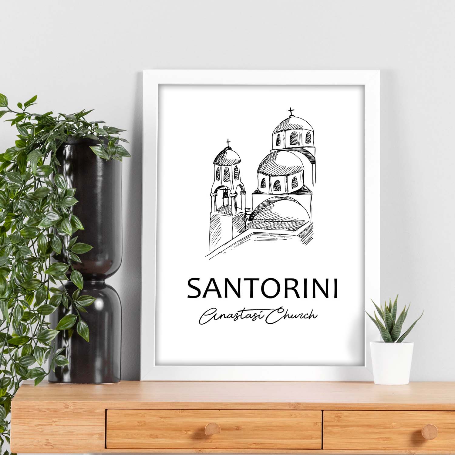 Poster de Santorini - Iglesia Anastasi. Láminas con monumentos de ciudades.-Artwork-Nacnic-Nacnic Estudio SL