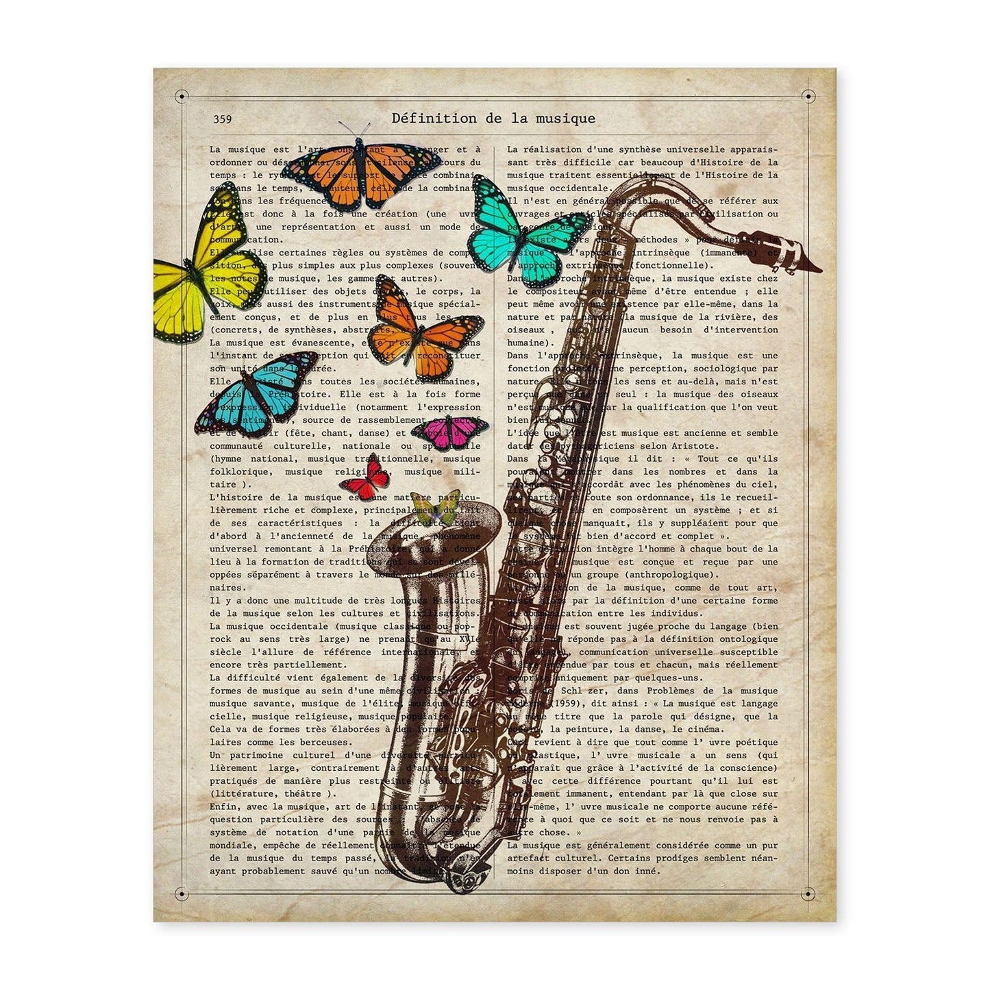 Poster de Saxofon. Láminas musicales con definiciones para-Artwork-Nacnic-A4-Sin marco-Nacnic Estudio SL