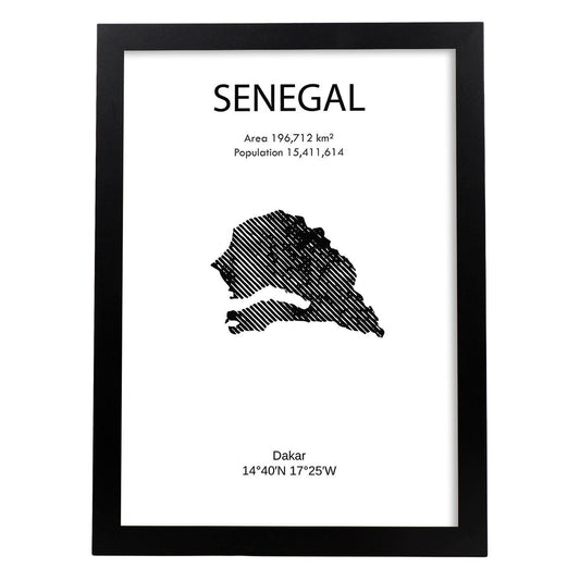 Poster de Senegal. Láminas de paises y continentes del mundo.-Artwork-Nacnic-A4-Marco Negro-Nacnic Estudio SL