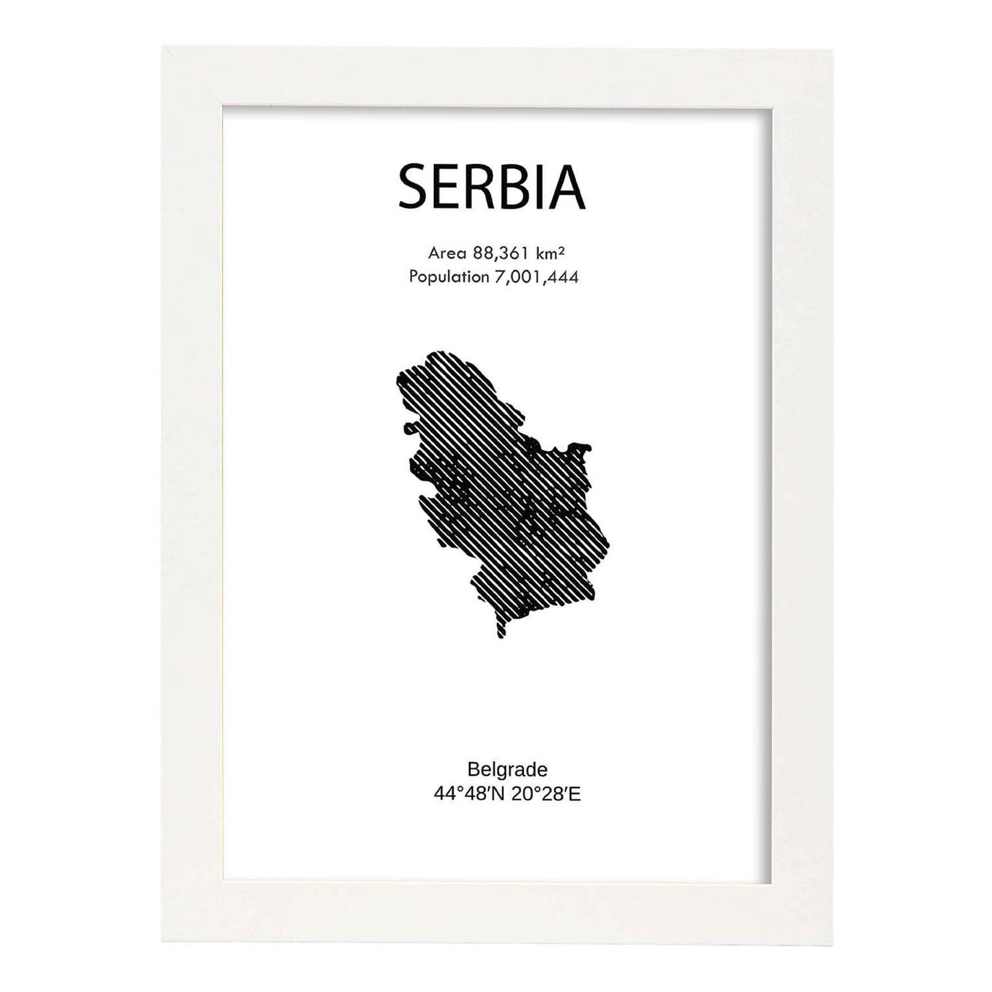 Poster de Serbia. Láminas de paises y continentes del mundo.-Artwork-Nacnic-A3-Marco Blanco-Nacnic Estudio SL