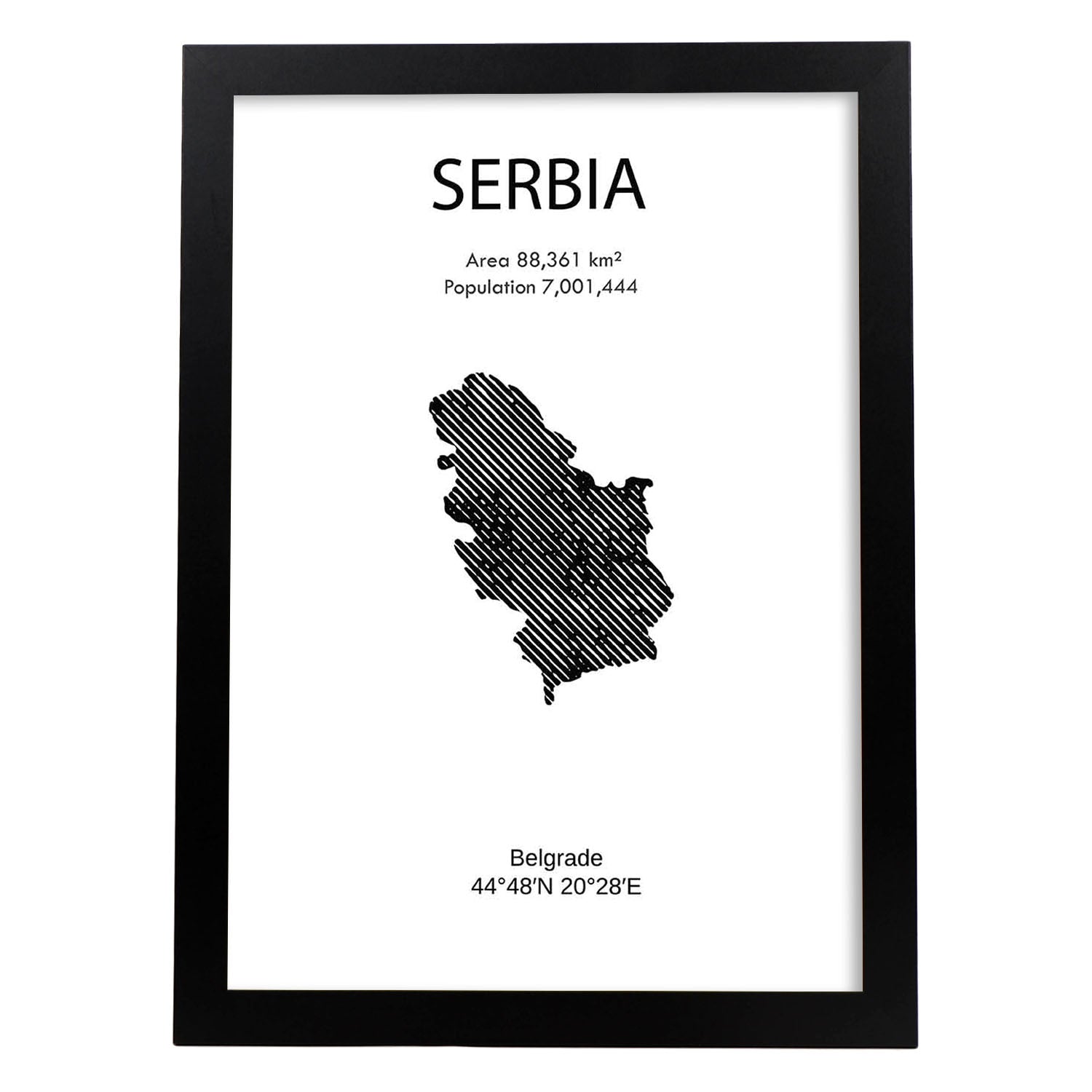 Poster de Serbia. Láminas de paises y continentes del mundo.-Artwork-Nacnic-A3-Marco Negro-Nacnic Estudio SL