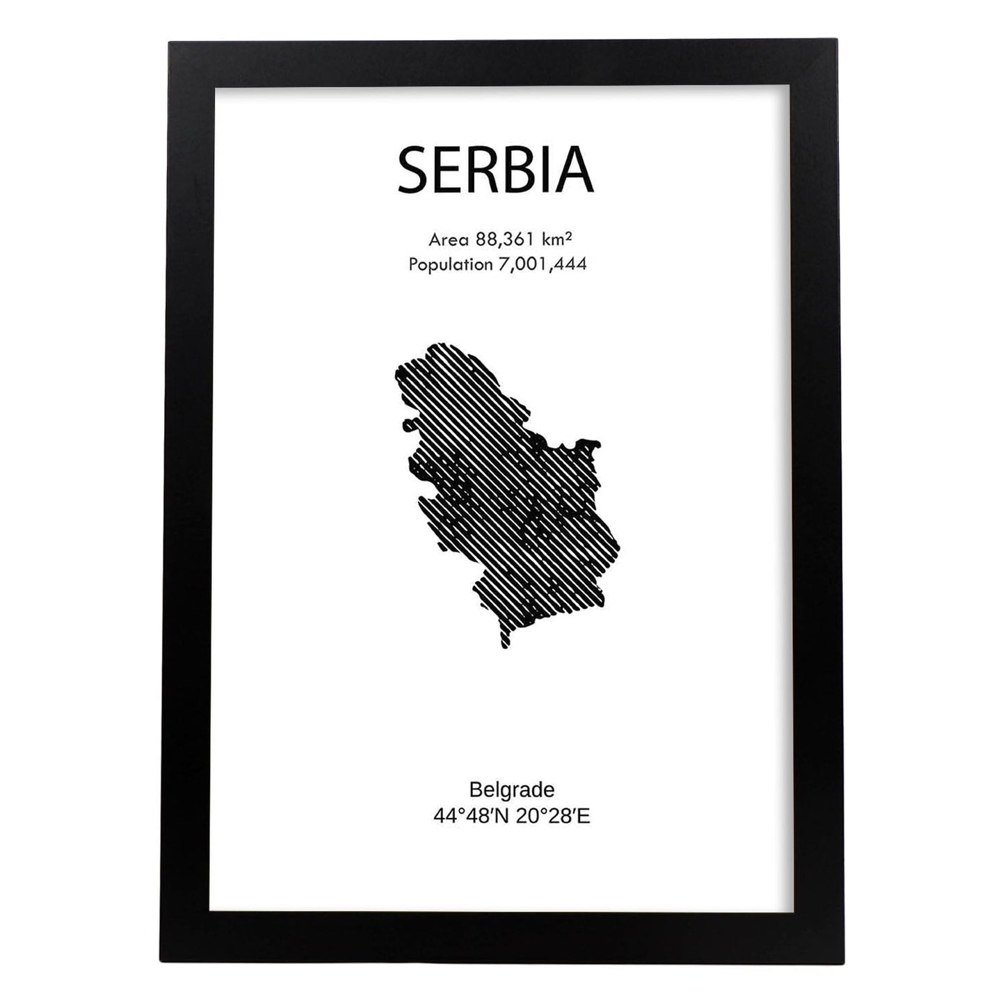 Poster de Serbia. Láminas de paises y continentes del mundo.-Artwork-Nacnic-A4-Marco Negro-Nacnic Estudio SL