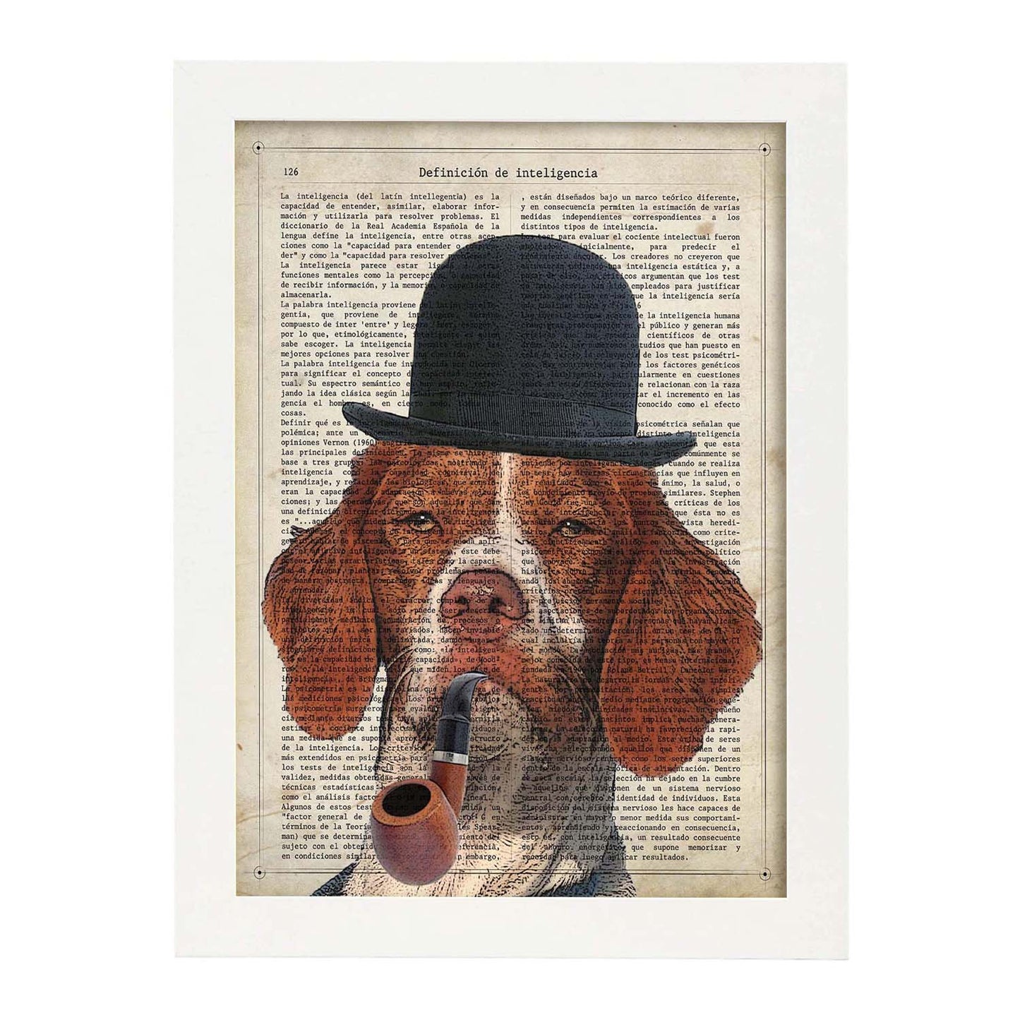 Poster de Sherlock Dog. Láminas de animales con definiciones. Ilustraciones de animales con textos.-Artwork-Nacnic-A3-Marco Blanco-Nacnic Estudio SL