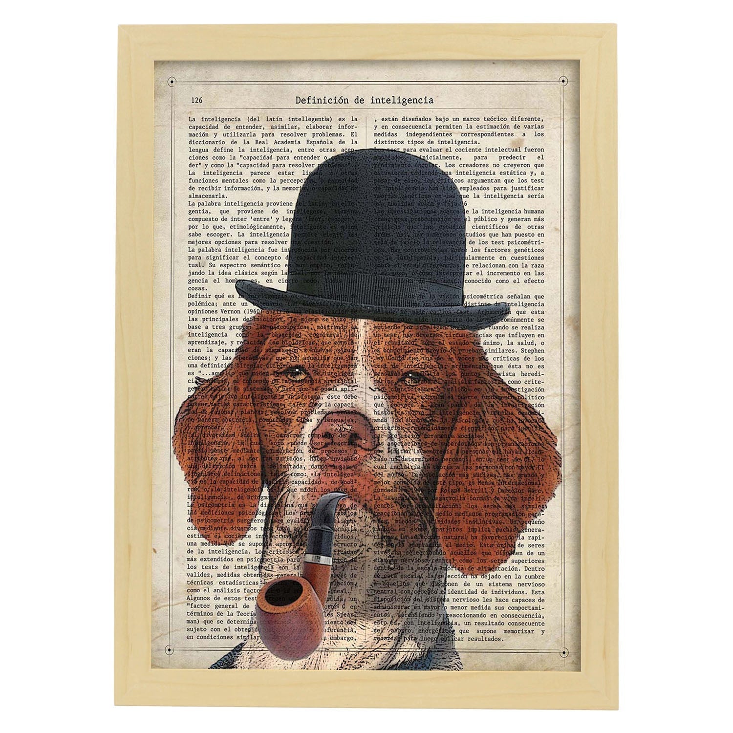 Poster de Sherlock Dog. Láminas de animales con definiciones. Ilustraciones de animales con textos.-Artwork-Nacnic-A3-Marco Madera clara-Nacnic Estudio SL