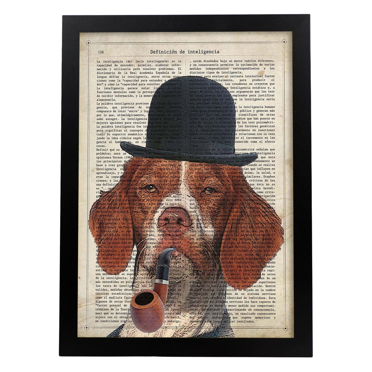 Poster de Sherlock Dog. Láminas de animales con definiciones. Ilustraciones de animales con textos.-Artwork-Nacnic-A3-Marco Negro-Nacnic Estudio SL