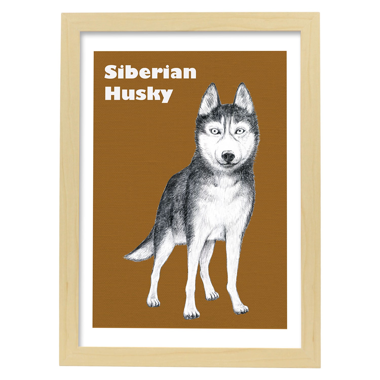 Poster de Siberiano. Lámina decorativa de perros.-Artwork-Nacnic-A3-Marco Madera clara-Nacnic Estudio SL